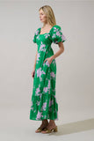 Zama Floral Xena Puff Sleeve Maxi Dress