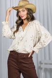 3D Floral Karlie 100% Cotton Blouse (2 Colors!)