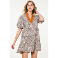 Caryn Puff Sleeve Print Midi Dress