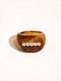 Caraway Non-Tarnish Amber Resin CZ Ring