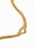 Tessa 14K Non-Tarnish Heart Snake Chain Necklace