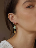 Vence 18K Gold Non-Tarnish Vintage Stone Drop Earrings