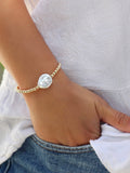 Beaded Stackable Bracelet - Real Coin Pearl, 14K Gold Fill
