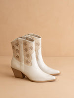 The Della | White Mesh Floral Cutout Detail Cowboy Boots