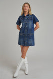 Maribeth Denim Dress with Horsebit Trim