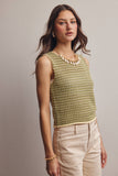 Knit Stripe Sleeveless Top (Peach Blue or Sage Lemon)