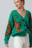 Tiger Jacquard Knit Sweater (Navy, Emerald)