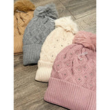 Rhinestone Cozy Cable Knit Beanie