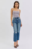 High Rise Crop Straight Denim