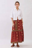 Ginny Red Floral Maxi Skirt