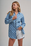 Melodie Chambray Polka Dot Top