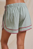 Embroidered Floral Drawstring Shorts