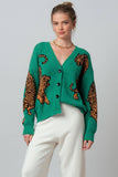 Tiger Jacquard Knit Sweater (Navy, Emerald)