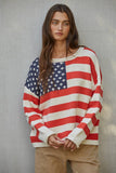 Knit American Flag Striped Sweater