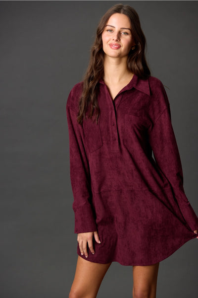 Burgundy Suede Dress