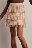 Fringe Stretch Faux Suede Mini Skirt