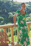 Zama Floral Xena Puff Sleeve Maxi Dress