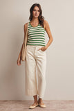 Striped Crochet Knit Tank (Navy or Green)