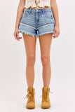 Mid Rise Shorts with Frayed Edges