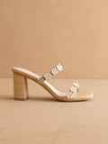 The Feliza | Natural Floral Raffia Heel Summer Block Sandal