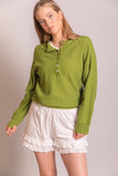 Buttonup Ribbed Hem Sweater (4 colors!)