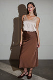 Stretch Satin Midi Skirt