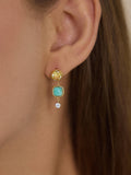 Liberté 18K Gold Non-Tarnish Green Stone Drop Earrings