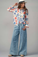 Wide Leg Drawstring Western Pants