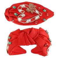 Christmas Candy Cane Heart Top Knotted Headband