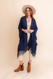 Open Work Frayed Border Bohemian Ruana