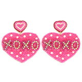 XOXO Heart Shaped Valentine Beaded Earrings (Final Sale)