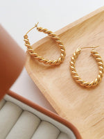 Brooke Gold Non-Tarnish Braided Hoop Earring