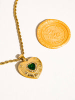 Akira 18K Gold Non-Tarnish Green CZ Heart Necklace