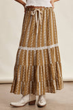 Embroidered Tiered Maxi Skirt
