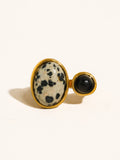 Embrun 18K Gold Non-Tarnish Dalmatian Jasper Onyx Ring
