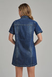 Maribeth Denim Dress with Horsebit Trim