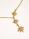 Clary 18K Gold Non-Tarnish CZ Starburst Drop Necklace