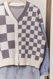 Checker Denim Cardigan