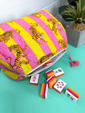 Quilted Makeup Bags | Cosmetics Bag | Lemonade Tiger Print