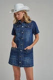 Maribeth Denim Dress with Horsebit Trim