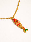 Laguna 18K Gold Non-Tarnish Enamel Fish Pendant Necklace