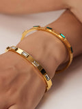 Tanith 18K Gold Non-Tarnish Baguette CZ Bangle Bracelet