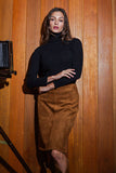 Stretch Suede Pencil Skirt