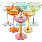 Colored Coupe Art Deco Glasses | Set of 6 | 7.3 oz Classic