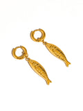 Nibe 18K Gold Non-Tarnish Fish Hoop Earring