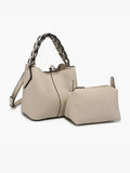 Nora Braided Handle Bucket Bag w/ Inner Pouch
