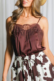 Rachel Lace-Trim Satin Camisole