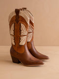 The Fairy | Camel Western Boot in Suede with Inlay