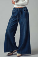 Wide Leg Drawstring Western Pants