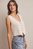 Button-Front Knit Vest Top